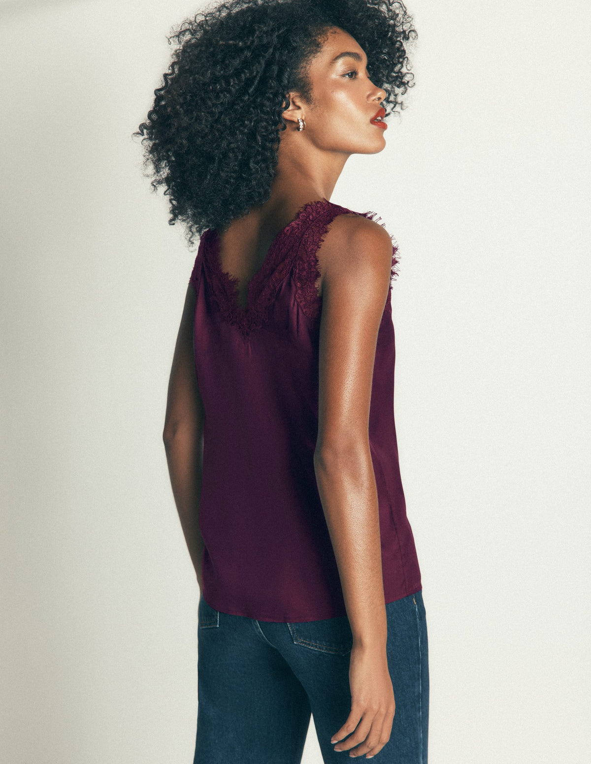 Ara Silk Blend Lace Cami-Bordeaux - Image 3