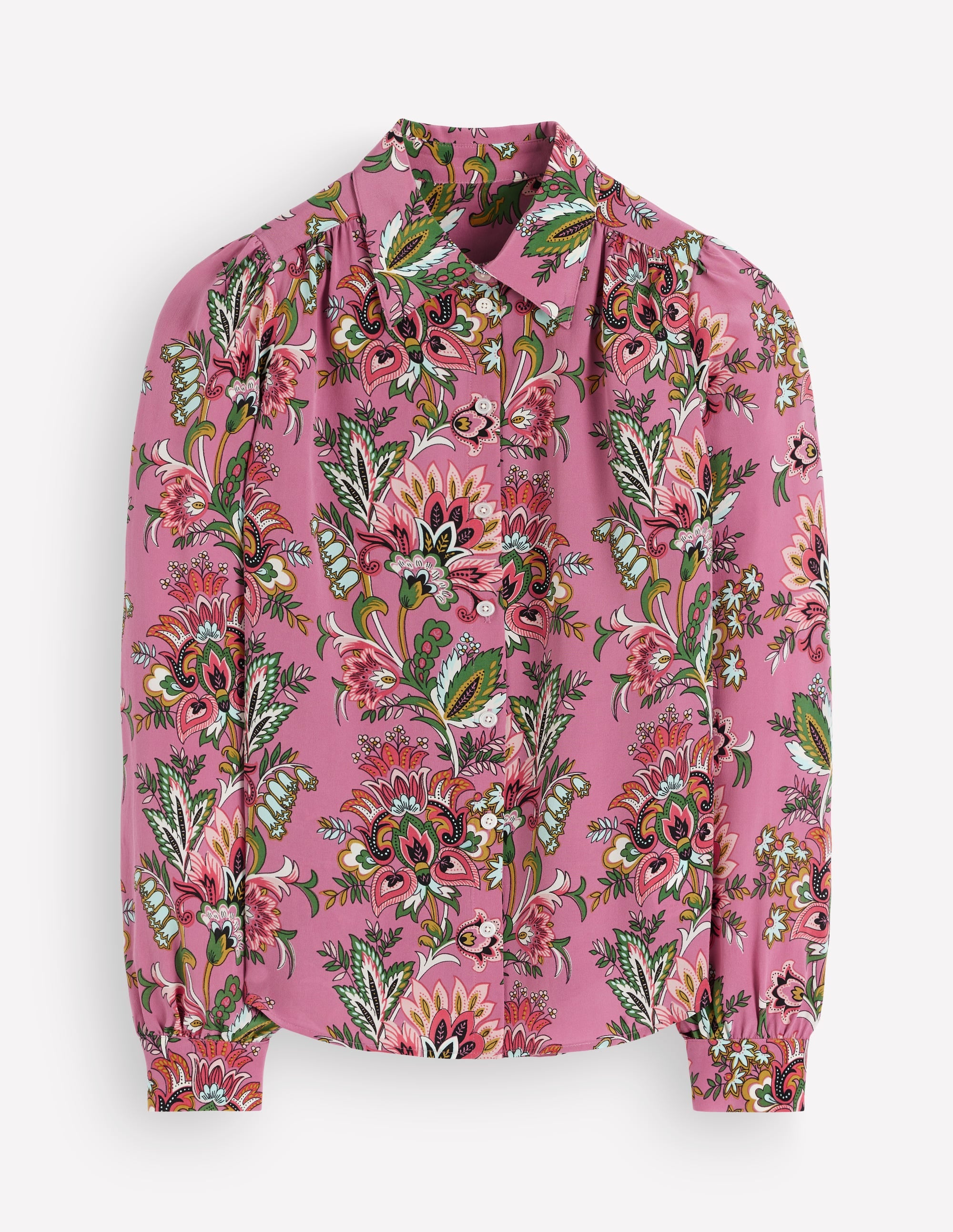 Sara Silk Shirt-Pink Heather, Frosted Flora - Image 6