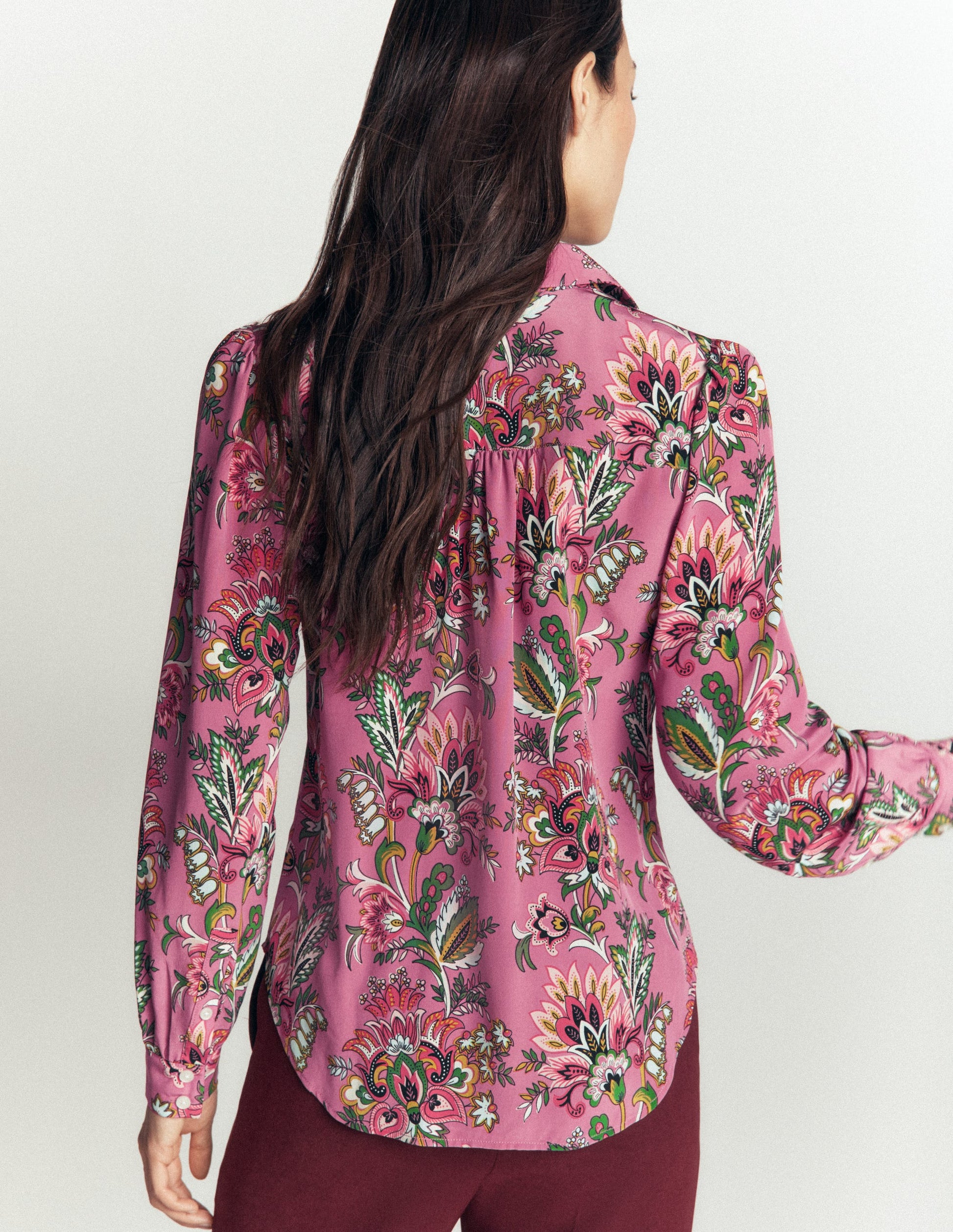 Sara Silk Shirt-Pink Heather, Frosted Flora-4