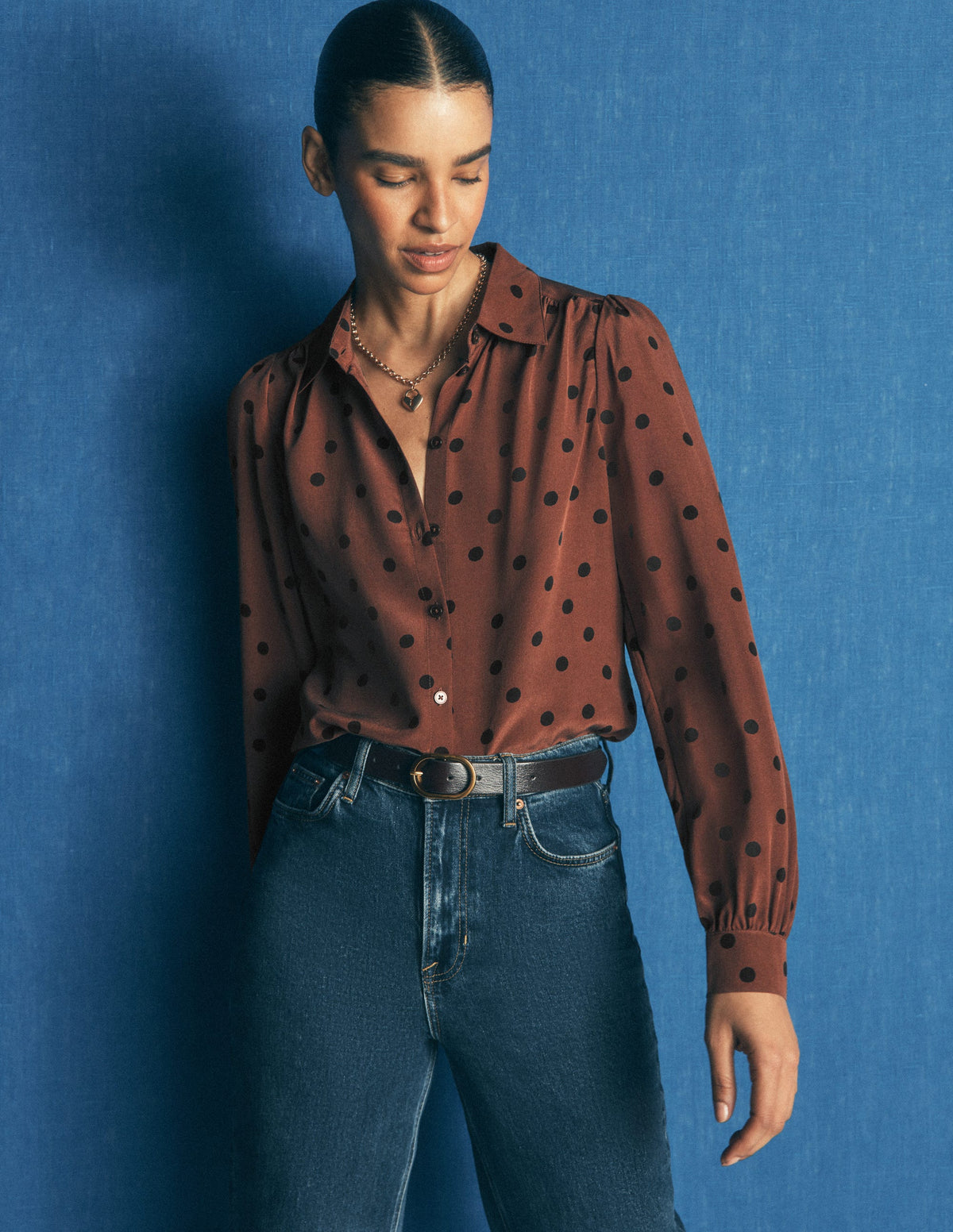 Sara Silk Shirt-Woodland Brown, Boden Spot-1