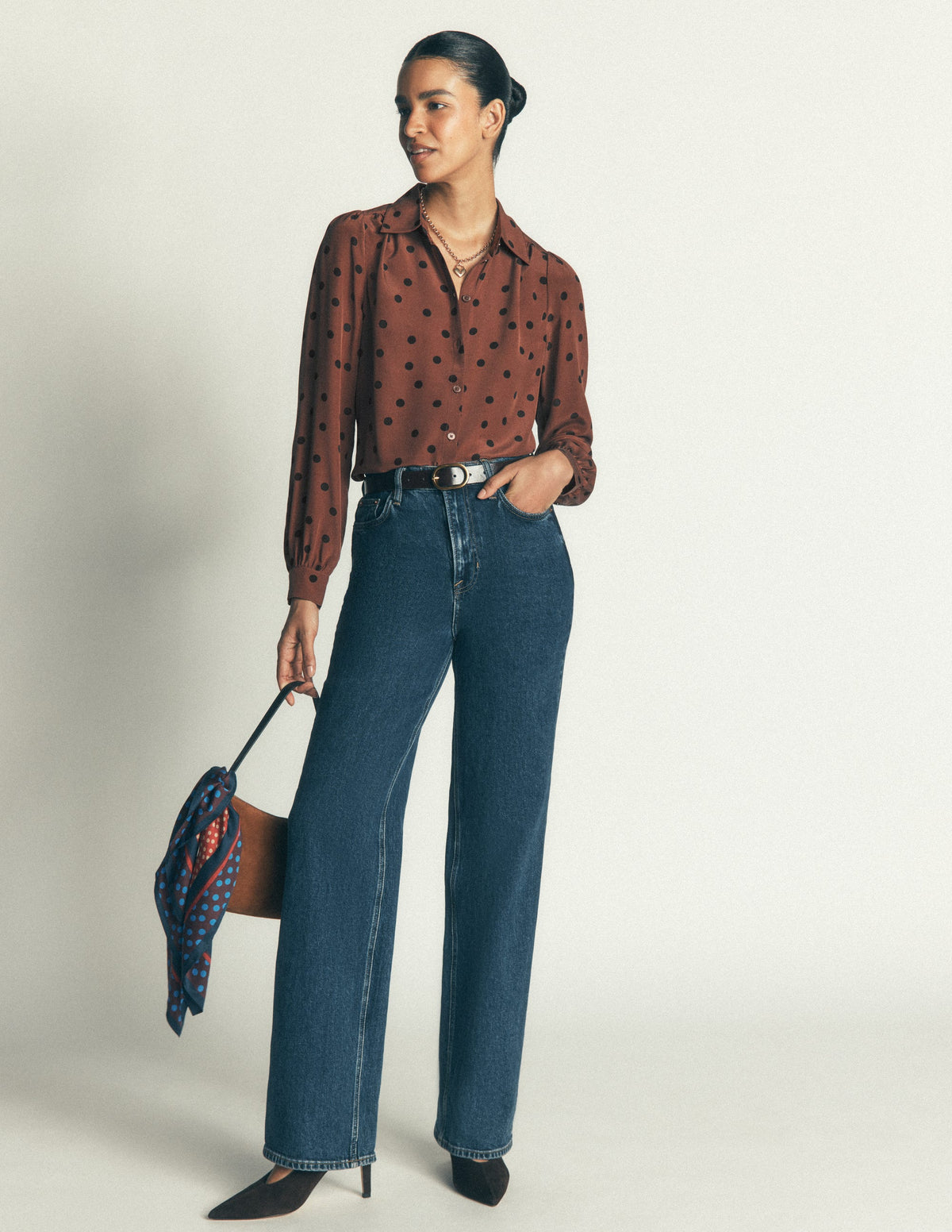 Sara Silk Shirt-Woodland Brown, Boden Spot-4