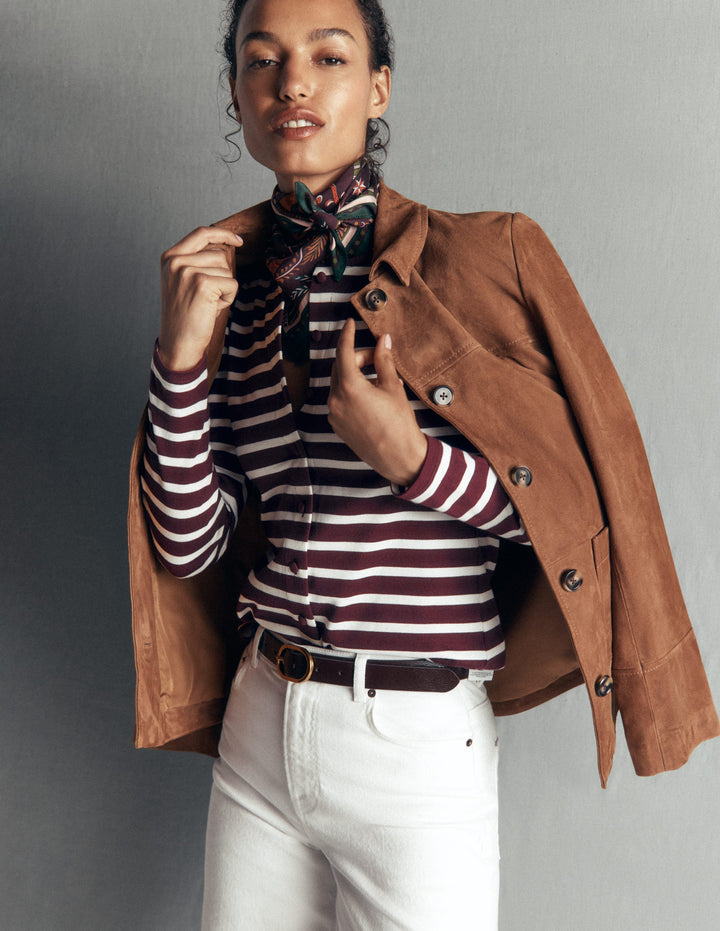 Iris Puff Sleeve Mariner-Winetasting/ Ivory