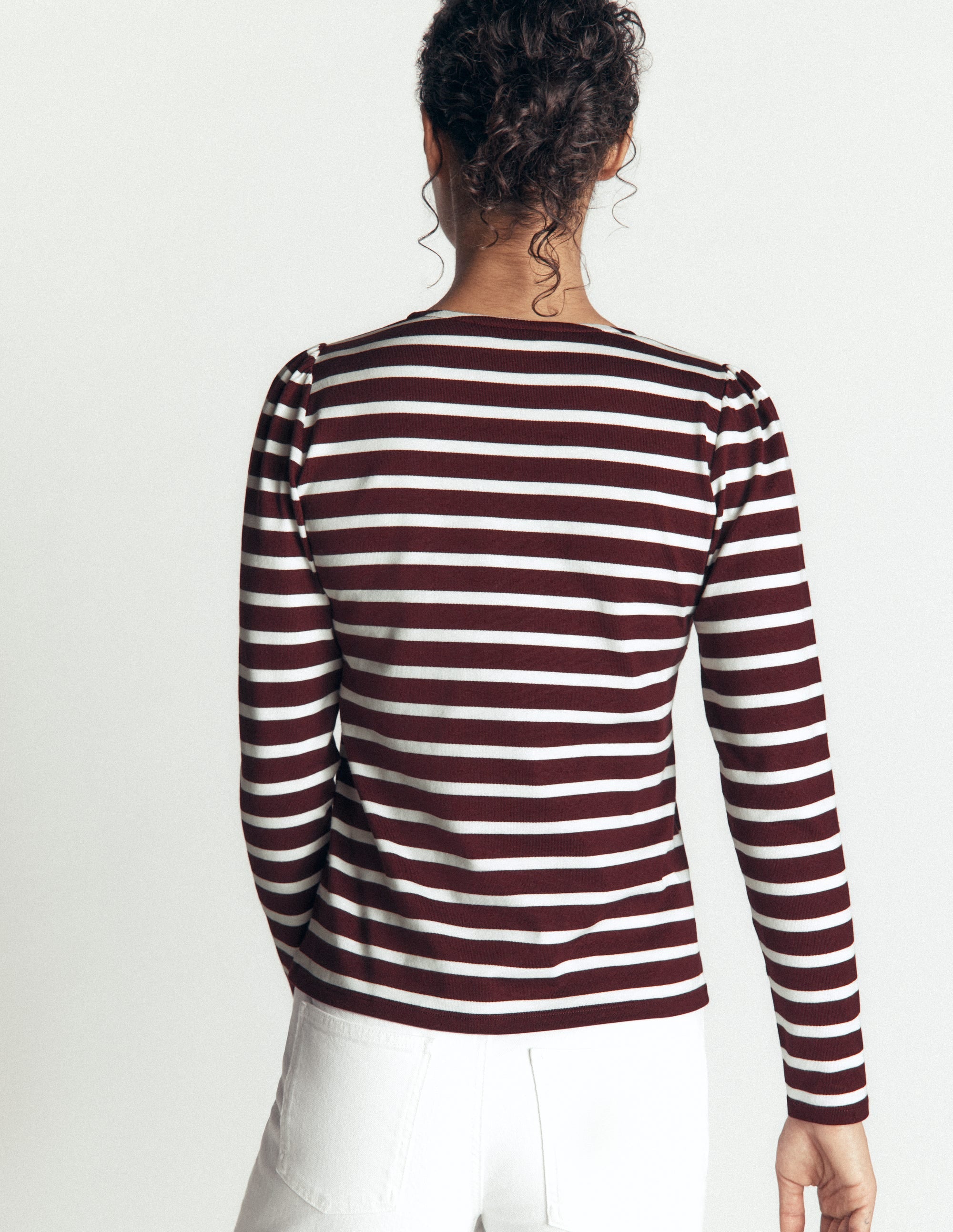 Iris Puff Sleeve Mariner-Winetasting/ Ivory - Image 3