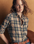The New Sienna Cotton Shirt-Camel, Navy, Green Check