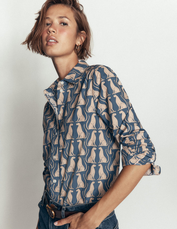The New Sienna Cotton Shirt-Real Teal, Patient Leopard
