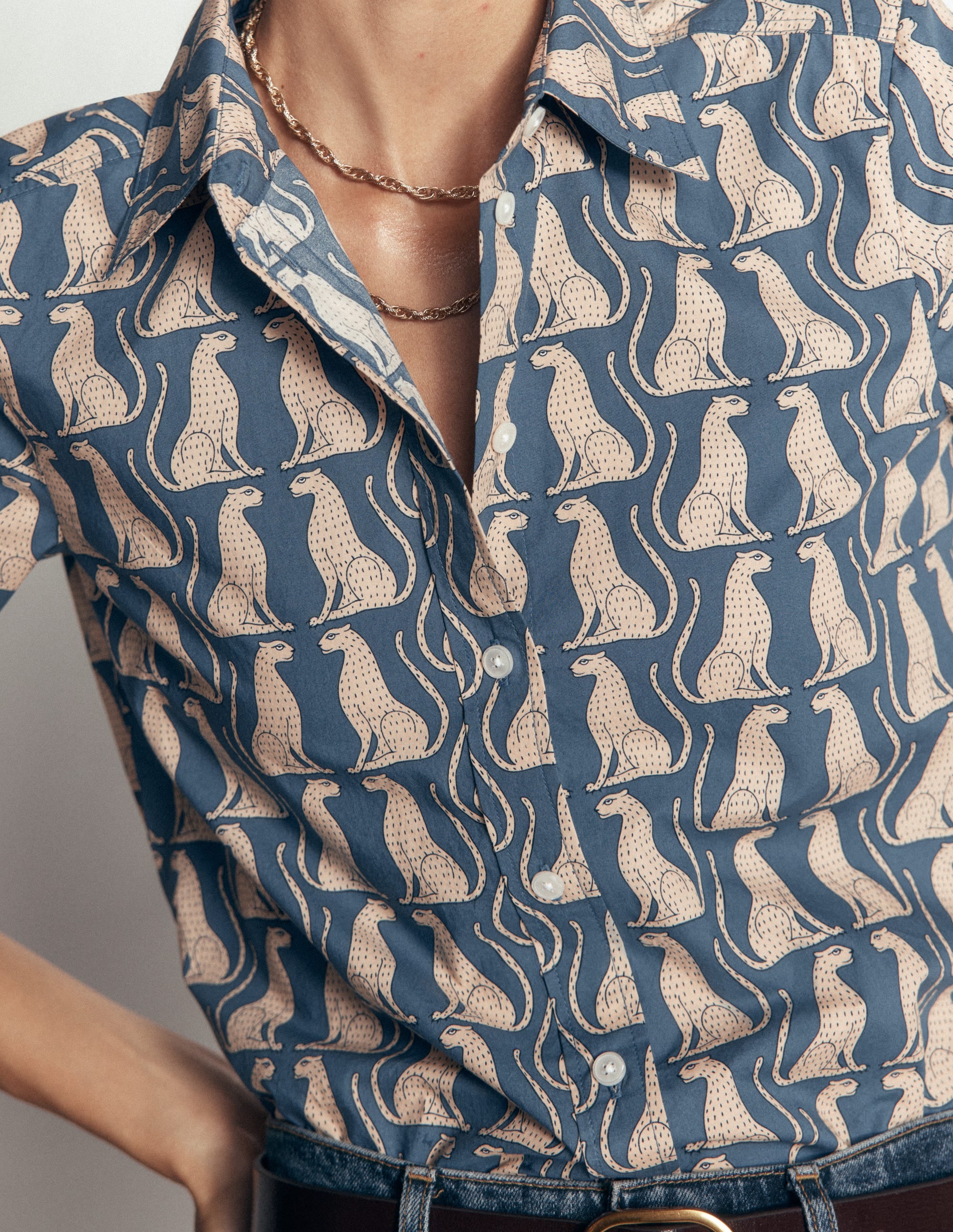 The New Sienna Cotton Shirt-Real Teal, Patient Leopard - Image 2