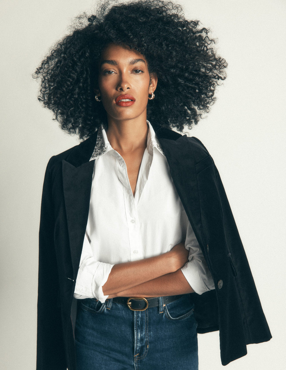 The New Sienna Cotton Shirt-White, Jewel Collar-5