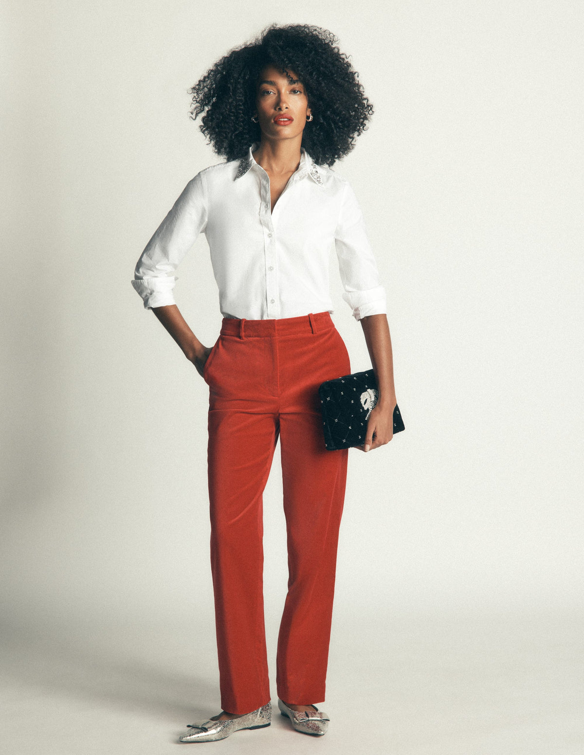 The New Sienna Cotton Shirt-White, Jewel Collar - Image 6