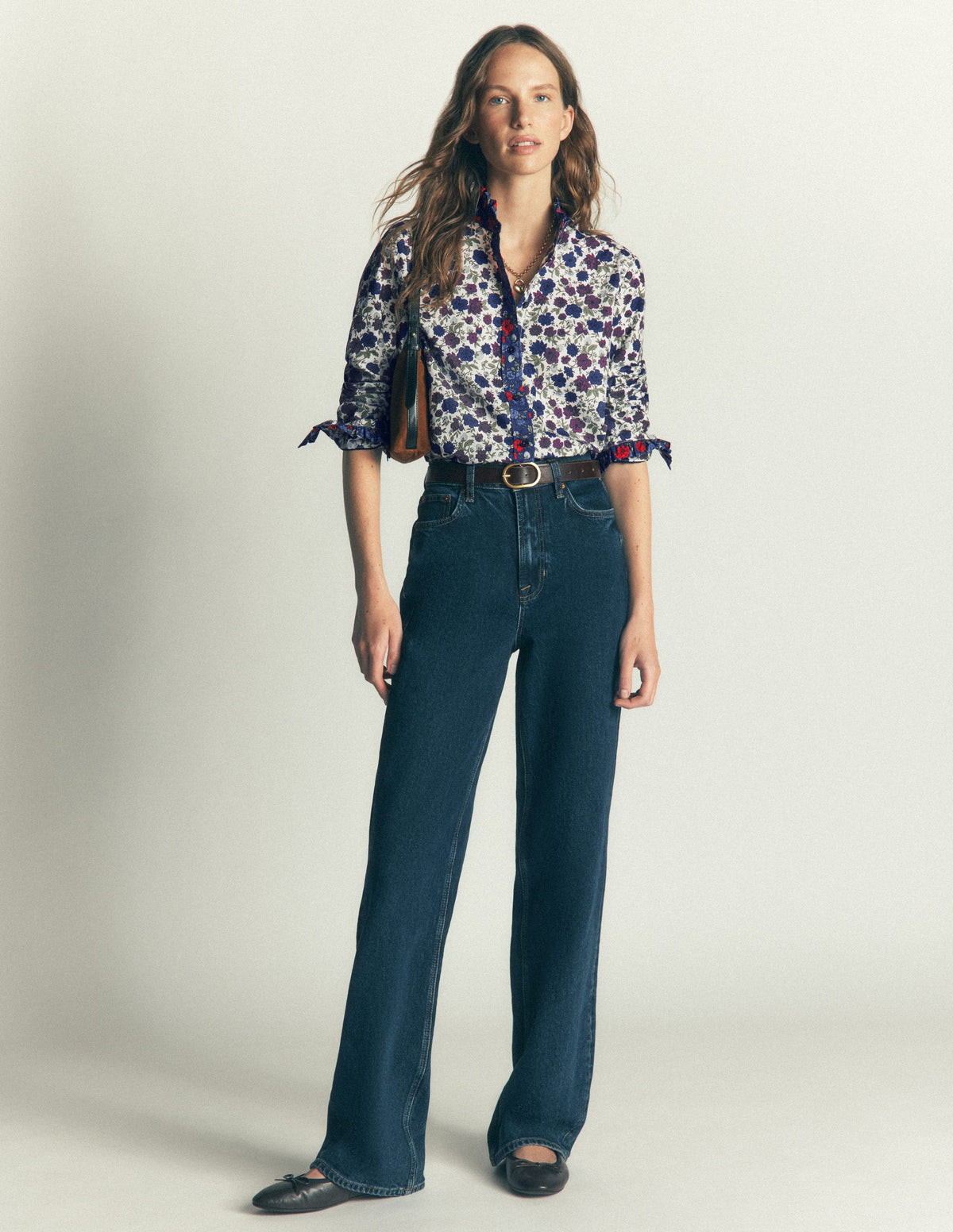 Sienna Frill Cotton Shirt-Soft Cream, Billowing Sprigs - Image 5