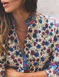 Sienna Frill Cotton Shirt-Soft Cream, Billowing Sprigs