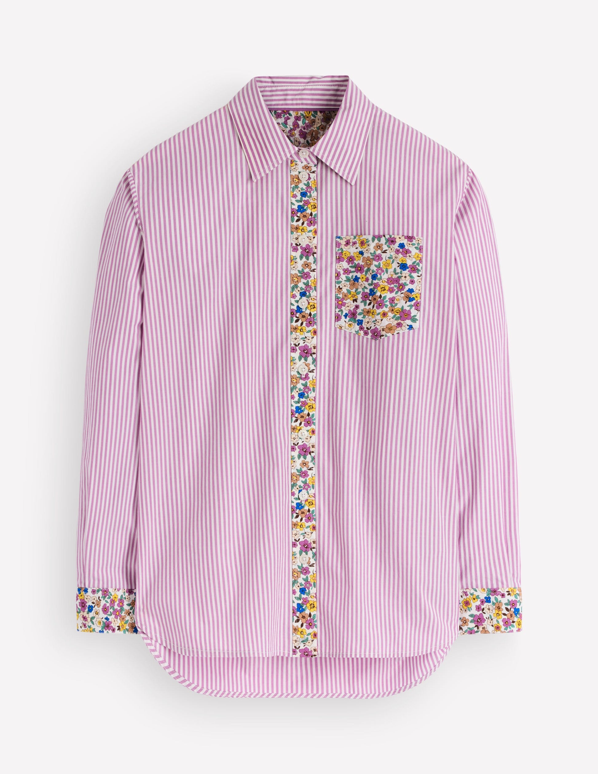 Sienna Relaxed Cotton Shirt-Clover Purple, Hotched Floral-5