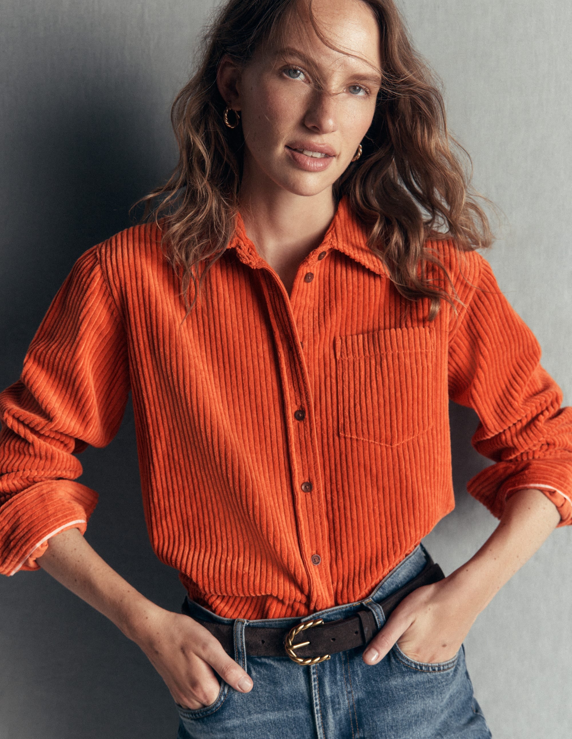Sienna Relaxed Cord Shirt-Ginger - Image 2