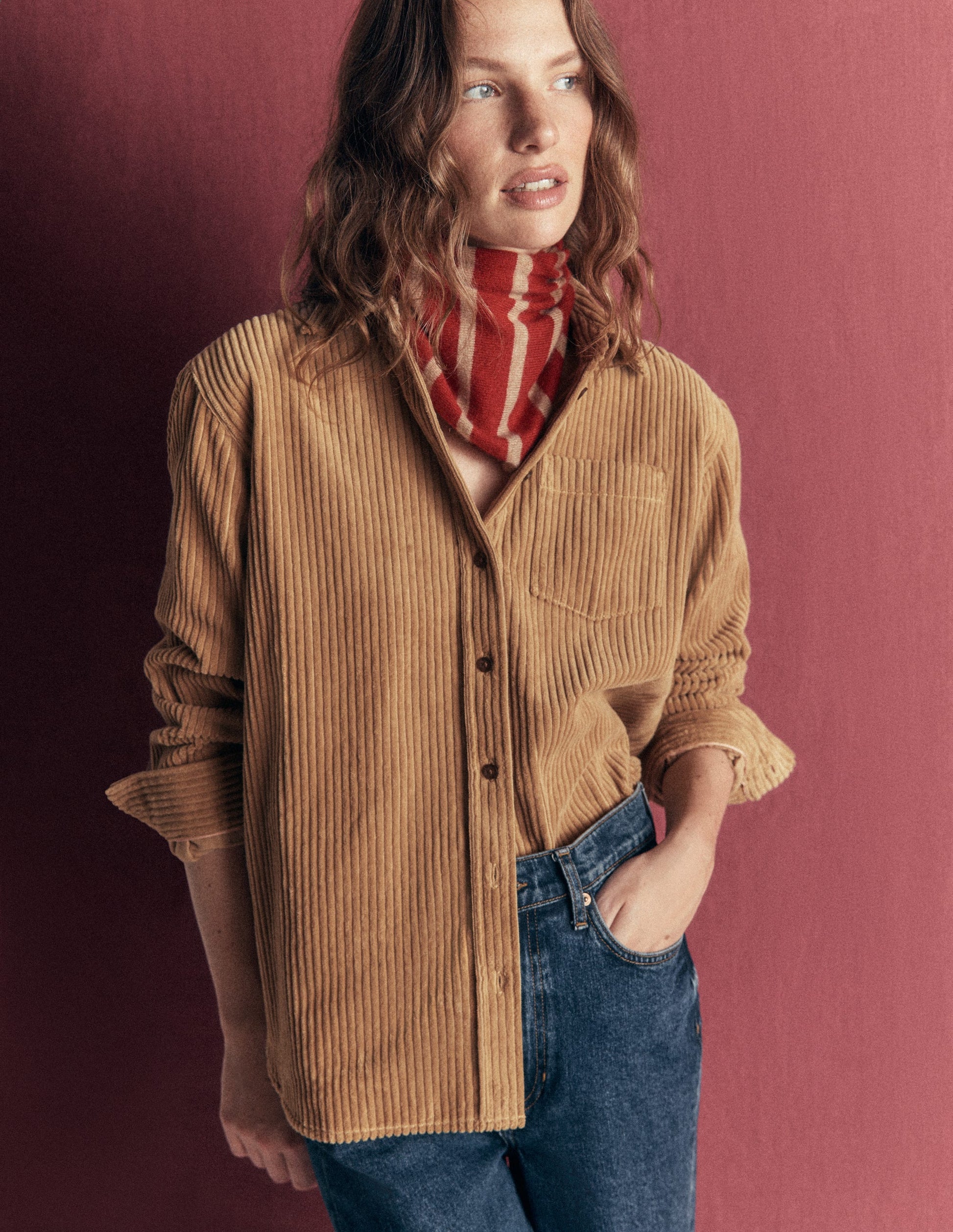 Sienna Relaxed Cord Shirt-Sand-2