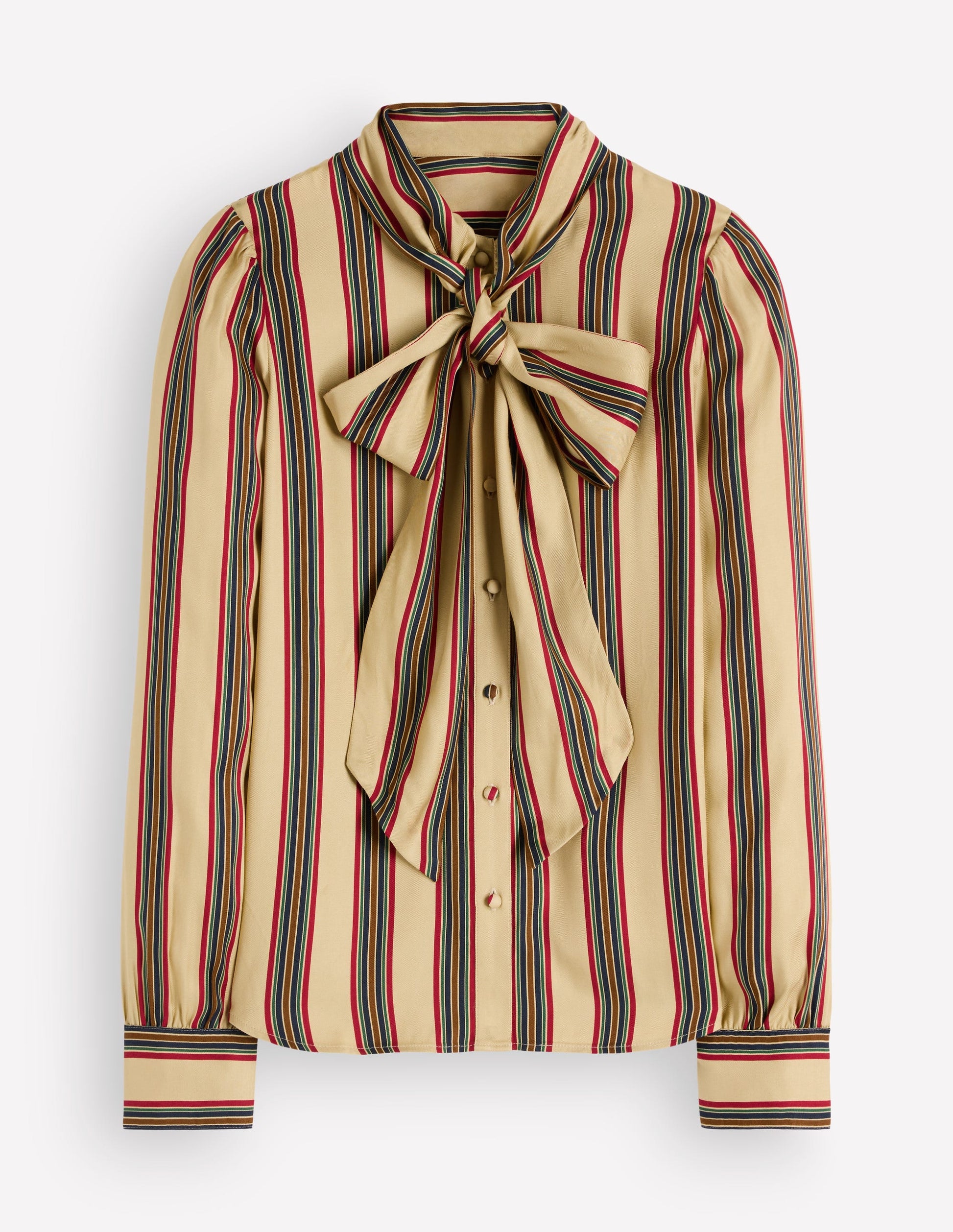 Clara Silk Tie Neck Top-Collegic Stripe-6