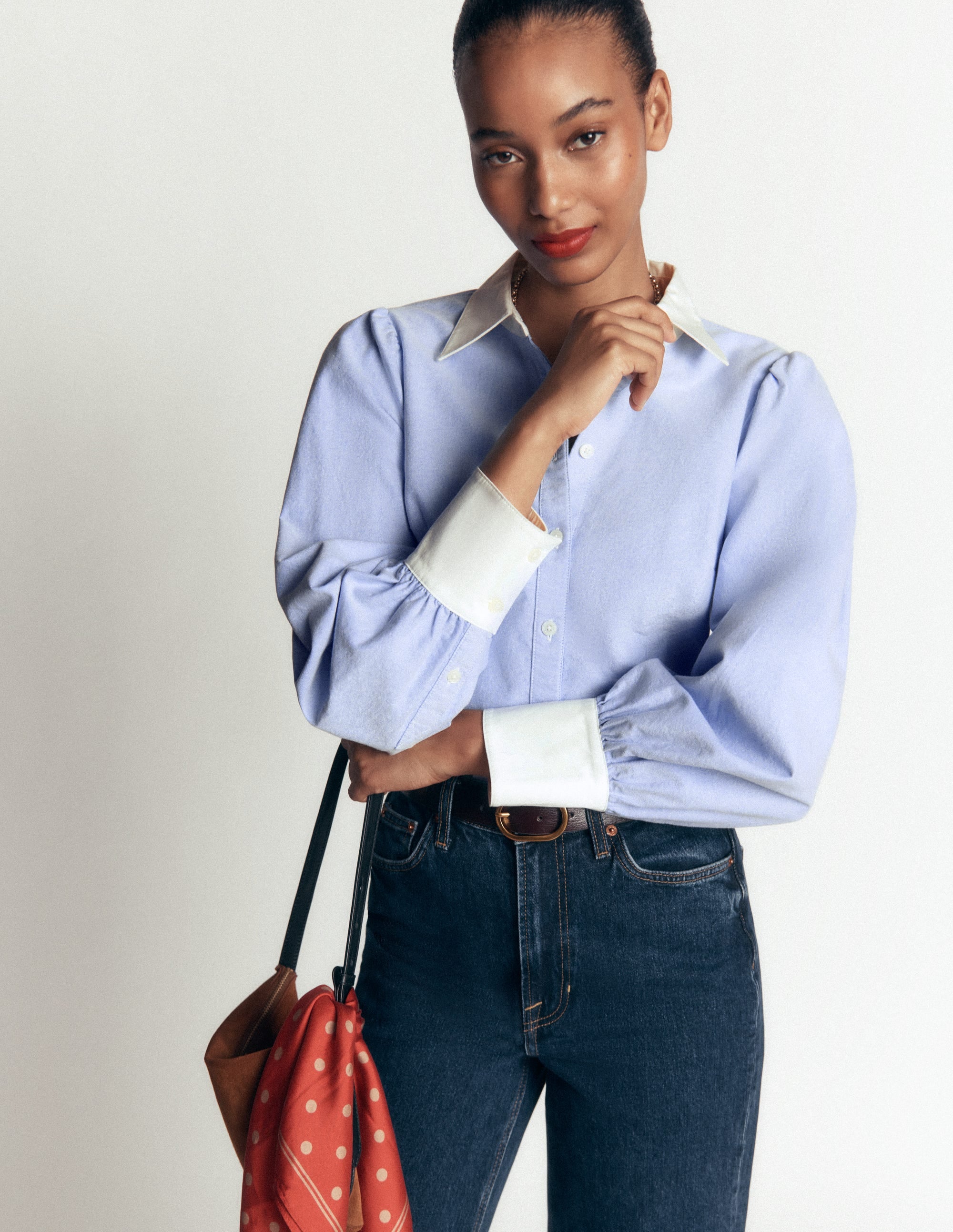 Volume Sleeve Shirt-Blue Oxford - Image 2