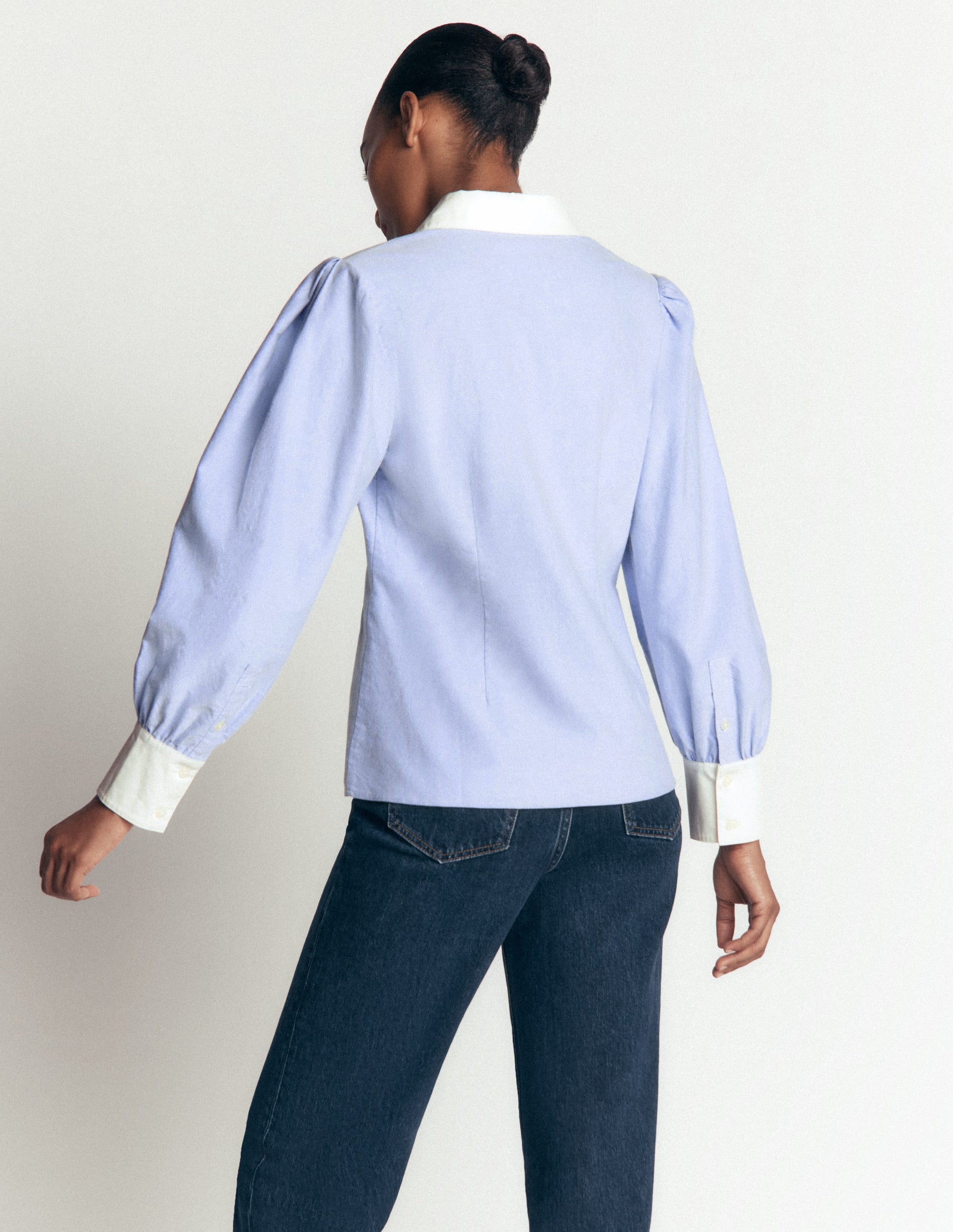 Volume Sleeve Shirt-Blue Oxford-3