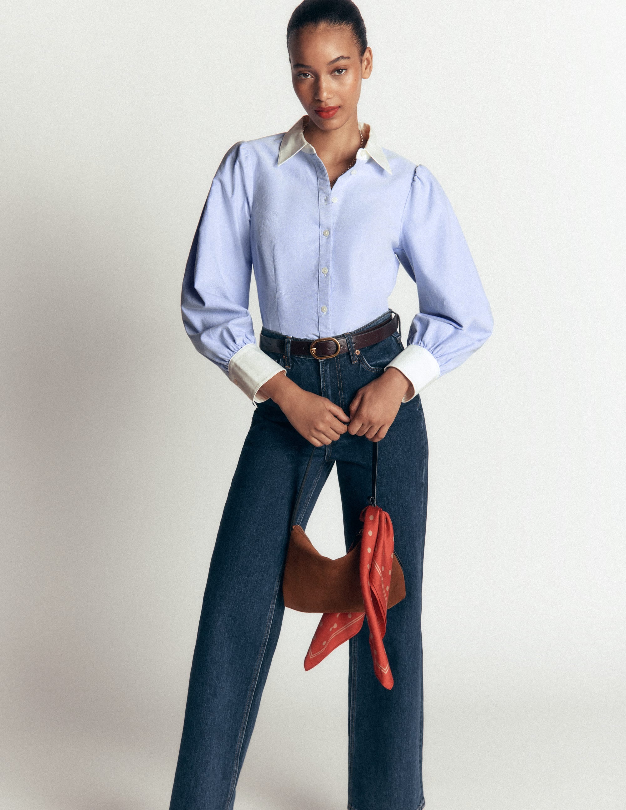 Volume Sleeve Shirt-Blue Oxford - Image 4
