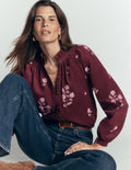 Erica Frill Cord Top-Deep Wisteria, Embroidered