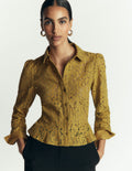 Julia Darted Lace Shirt-Olive