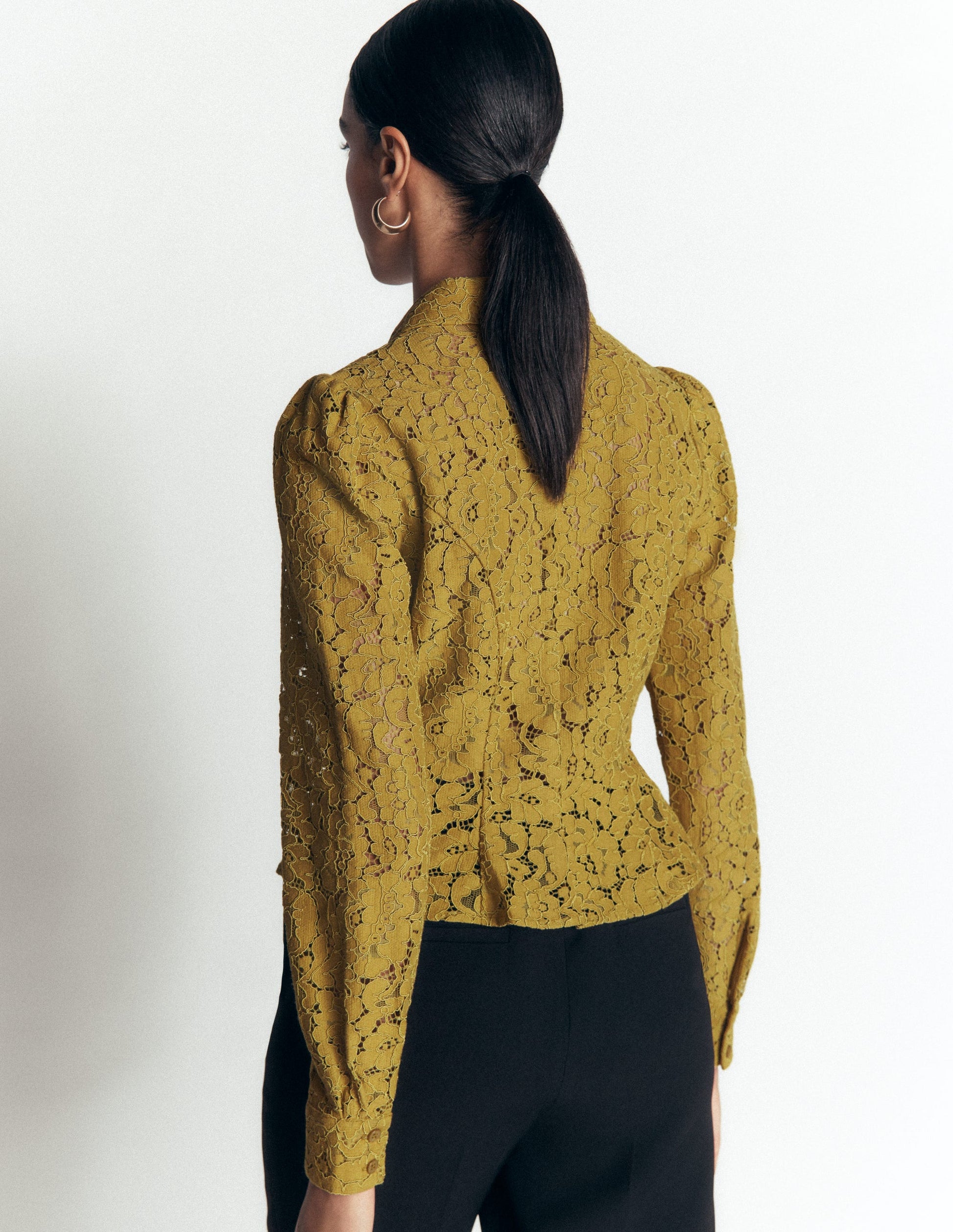 Julia Darted Lace Shirt-Olive-3