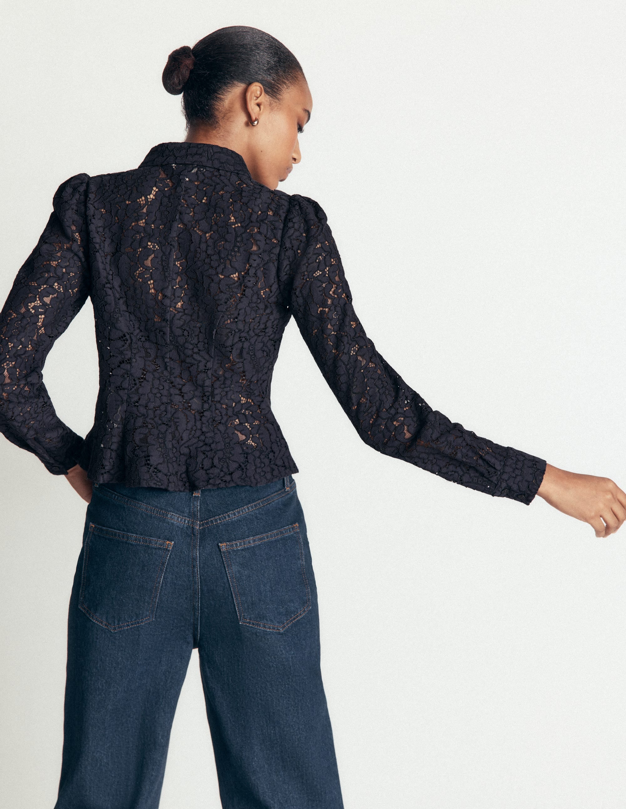 Julia Darted Lace Shirt-Navy - Image 3