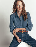 Violet Smock Shoulder Cord Top-Storm Blue