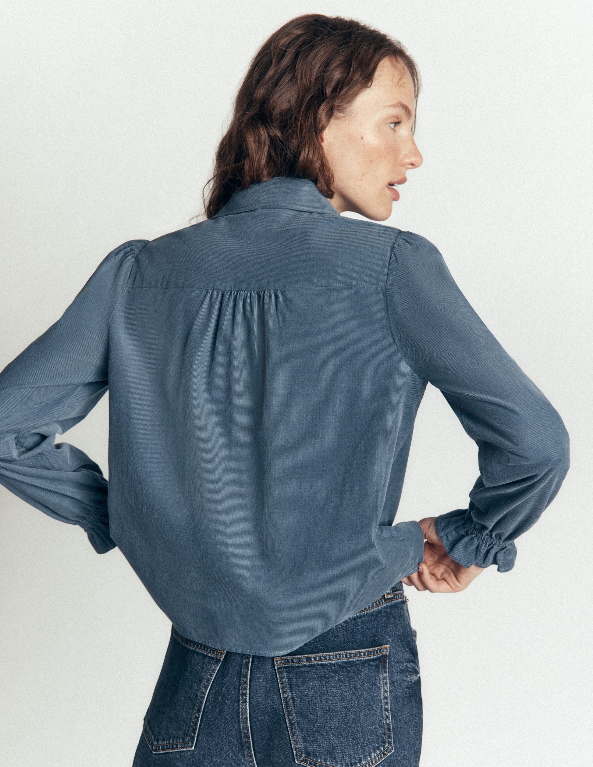 Violet Smock Shoulder Cord Top-Storm Blue-3