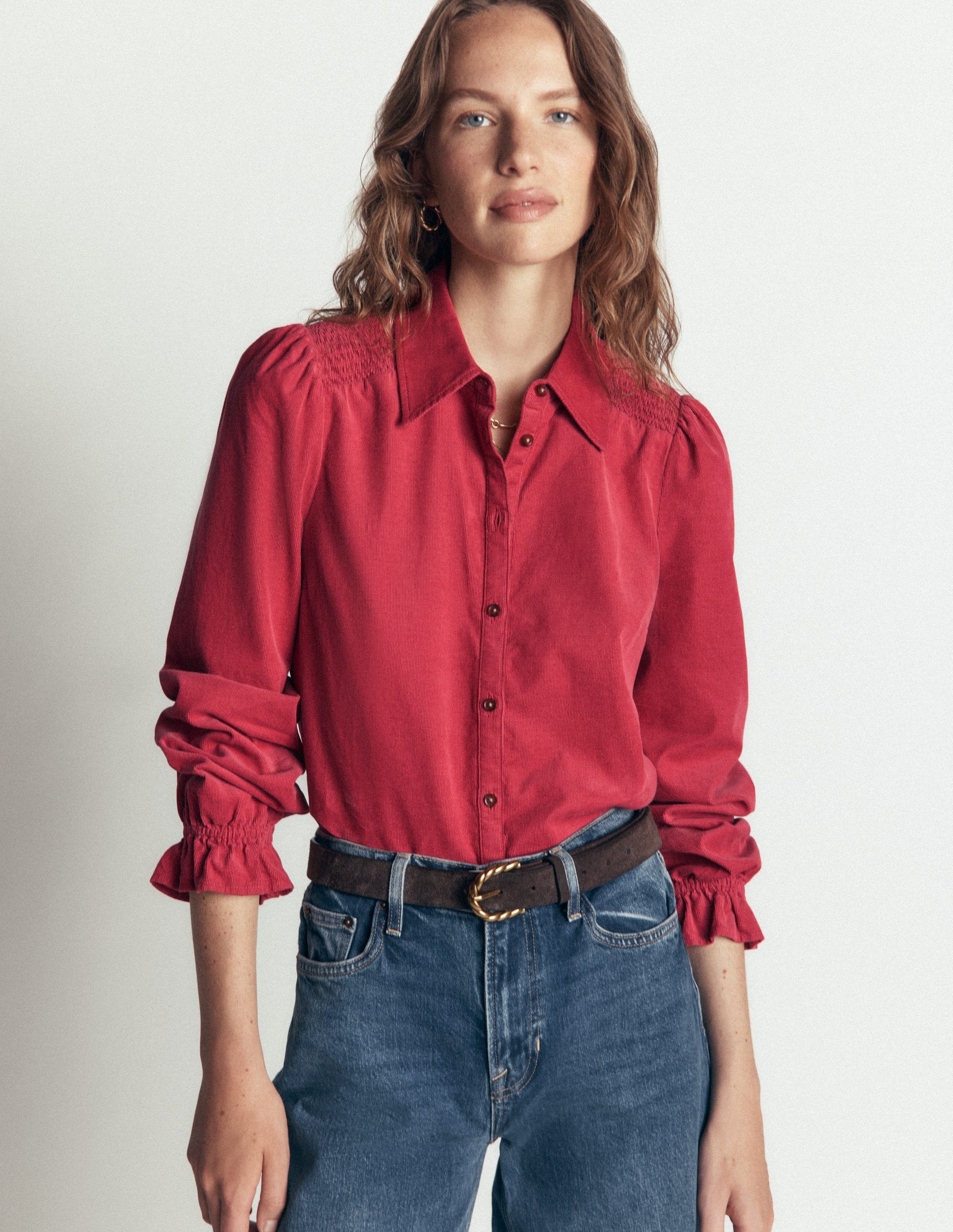 Violet Smock Shoulder Cord Top-Cherry Blush-1
