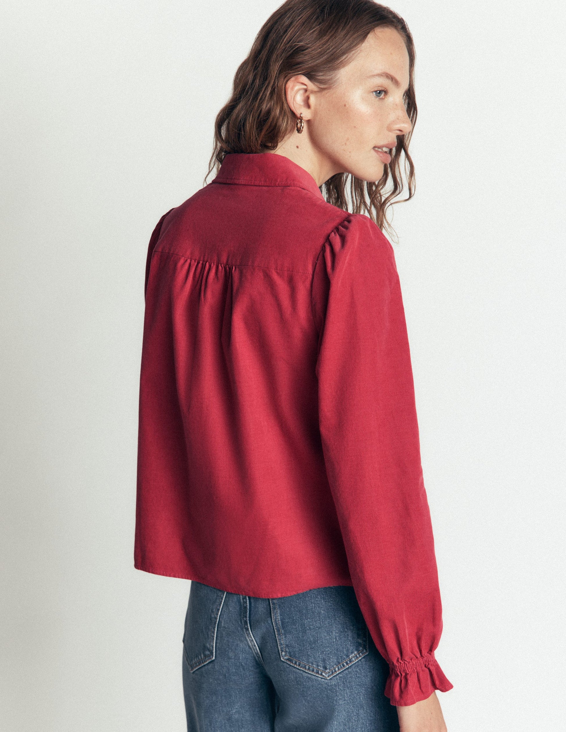 Violet Smock Shoulder Cord Top-Cherry Blush-3