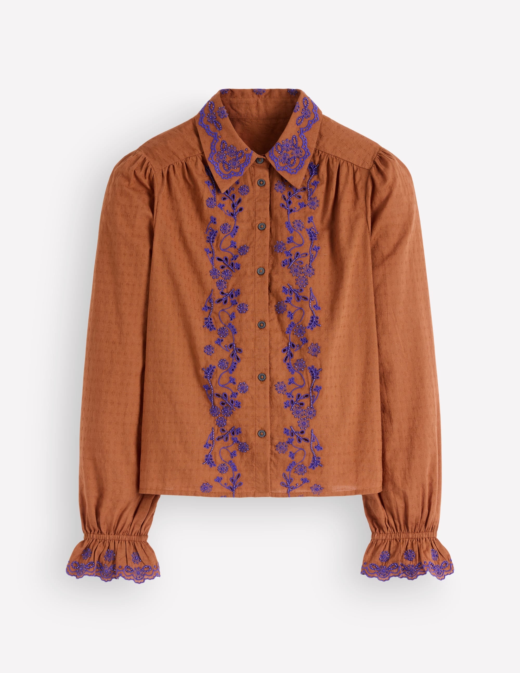 Violet Cotton Top-Brown Beaded - Image 6