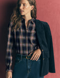 Violet Cotton Top-Navy, Green and Pink Check