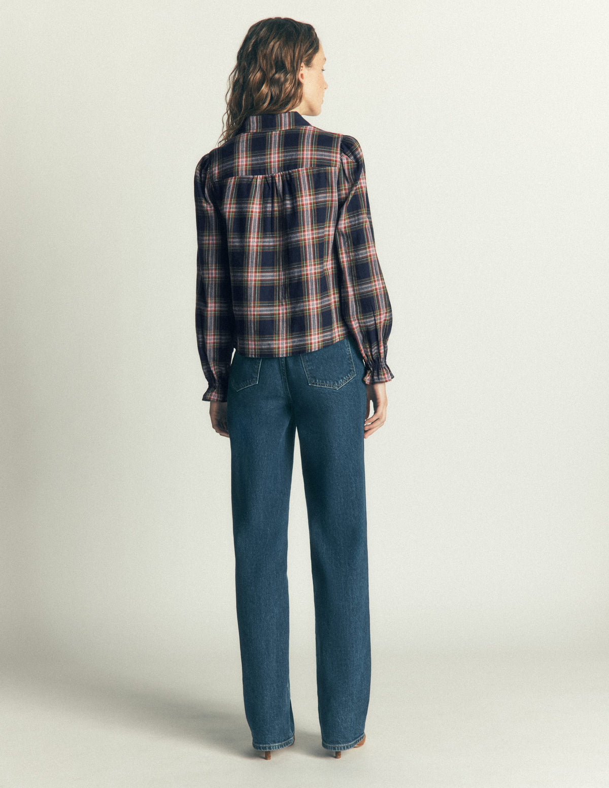 Violet Cotton Top-Navy, Green and Pink Check-7