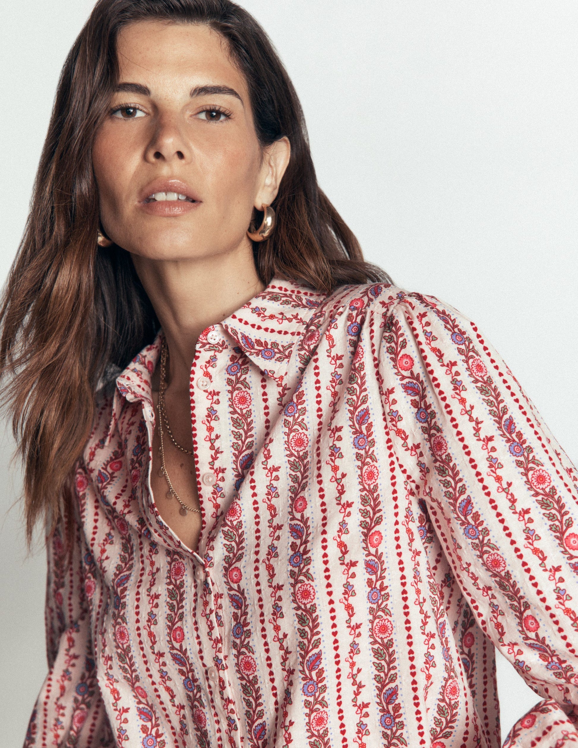 Violet Cotton Top-Soft Cream, Floral Heart Vine-3