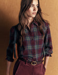 Violet Cotton Top-Maroon and Olive Check