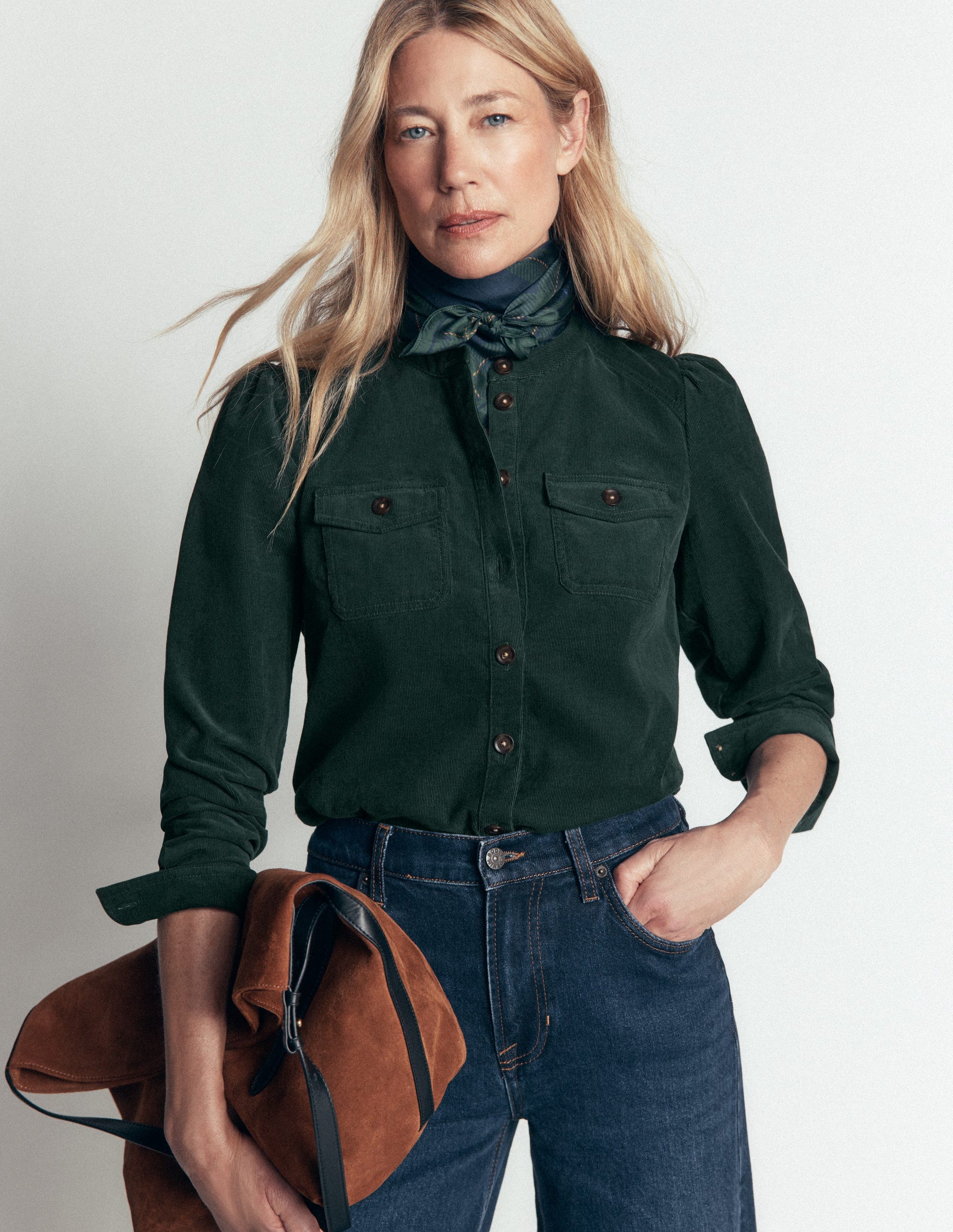Thea Cord Shirt-Midnight Teal-1