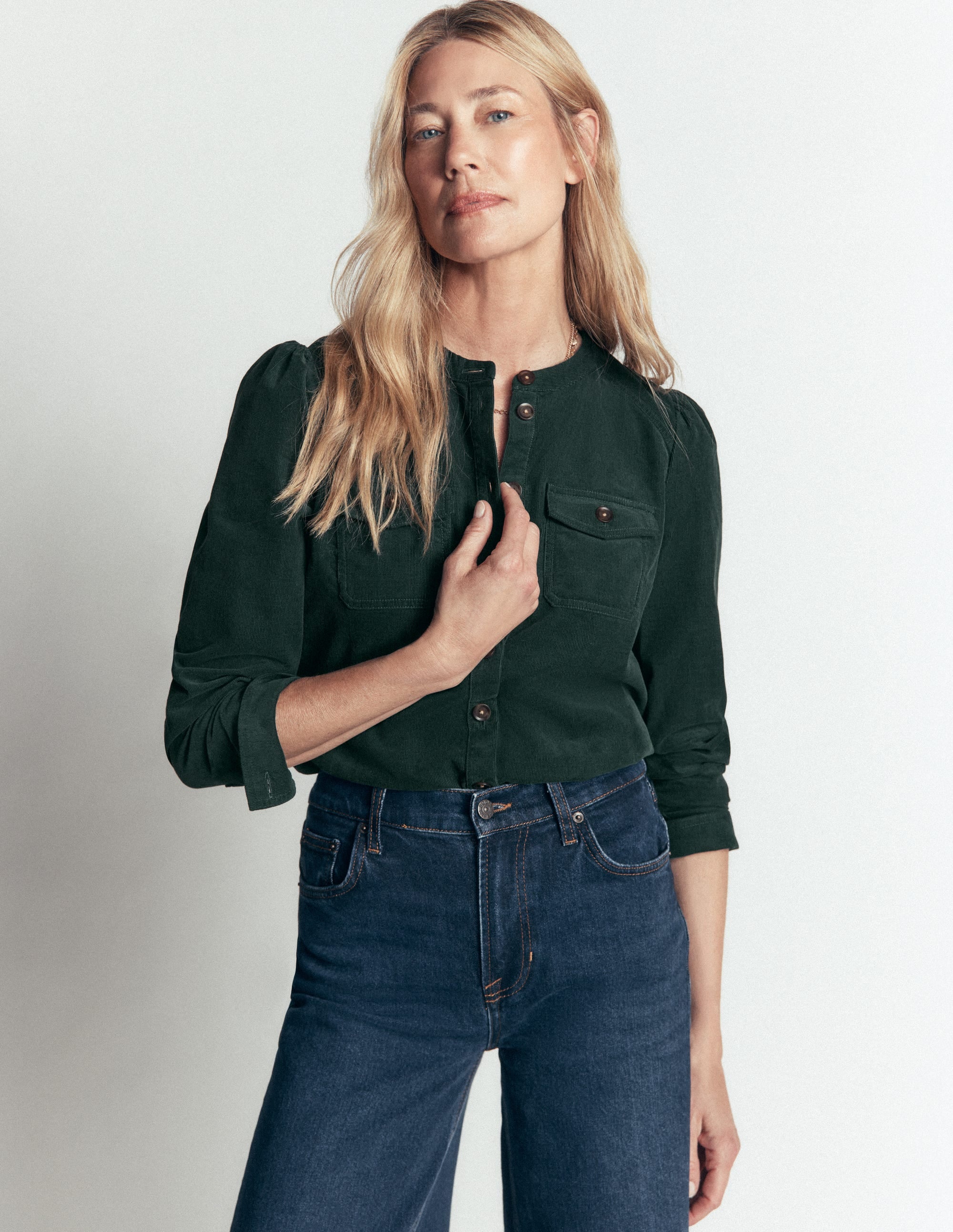 Thea Cord Shirt-Midnight Teal - Image 4