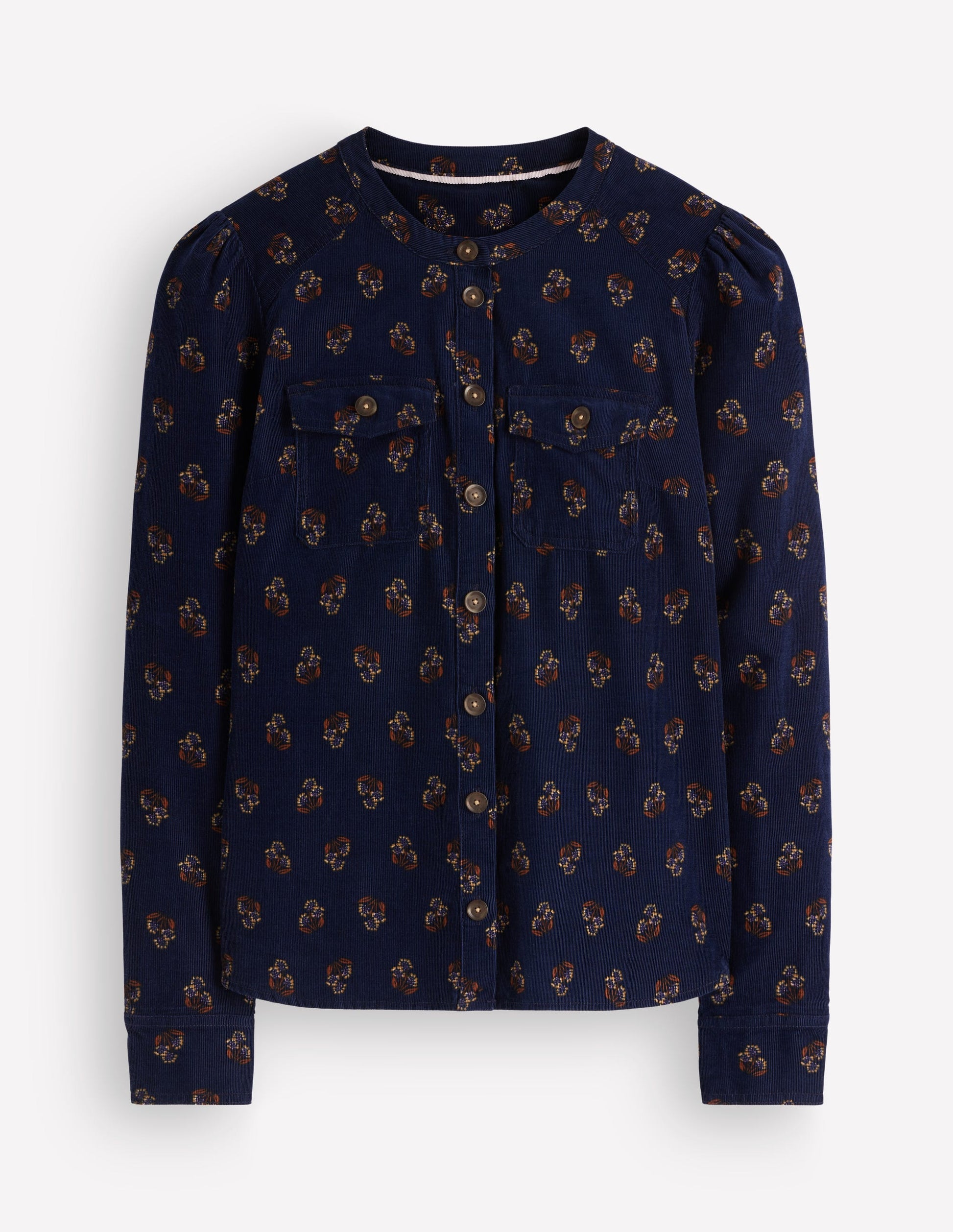 Thea Cord Shirt-French Navy, Ditsy Carnation-5