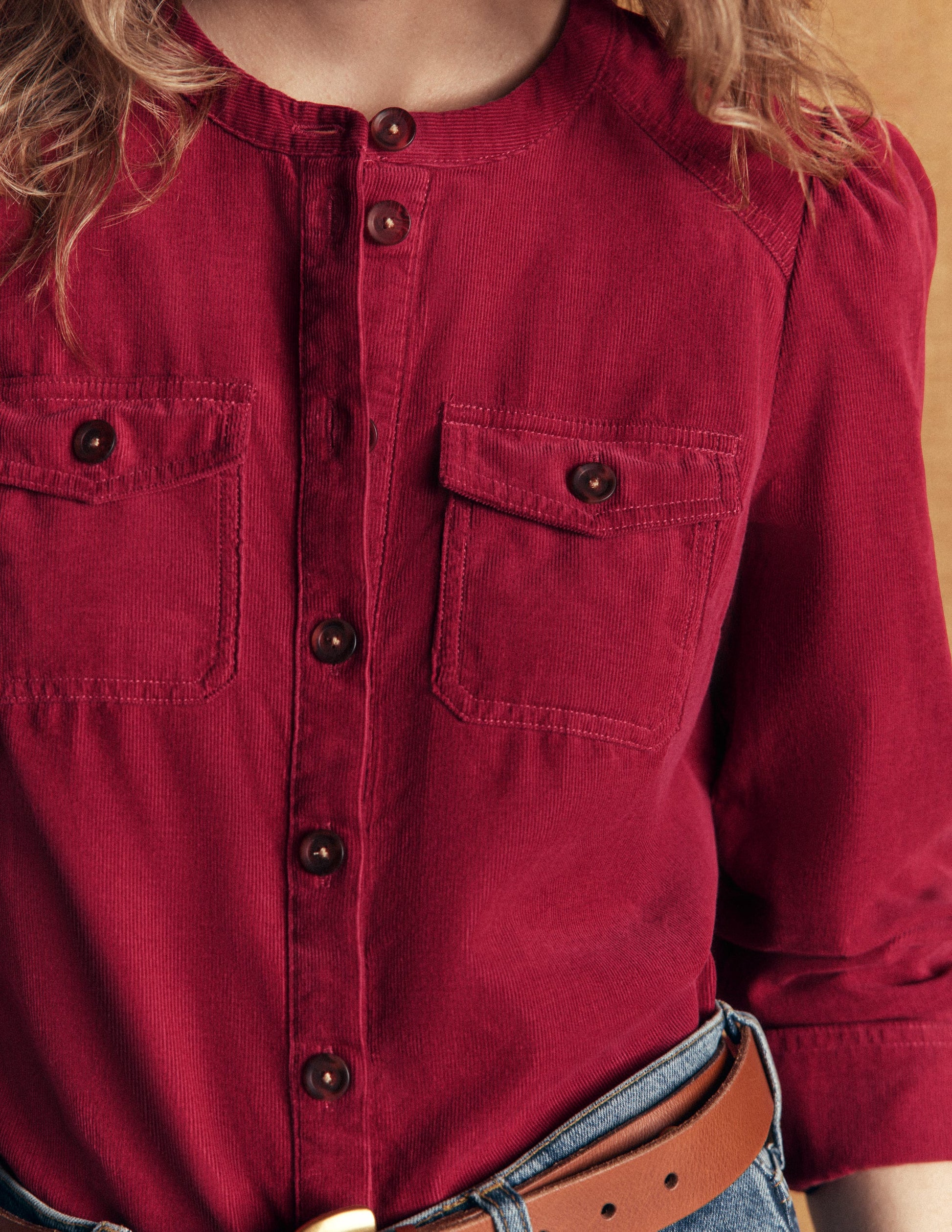 Thea Cord Shirt-Red Earth-2