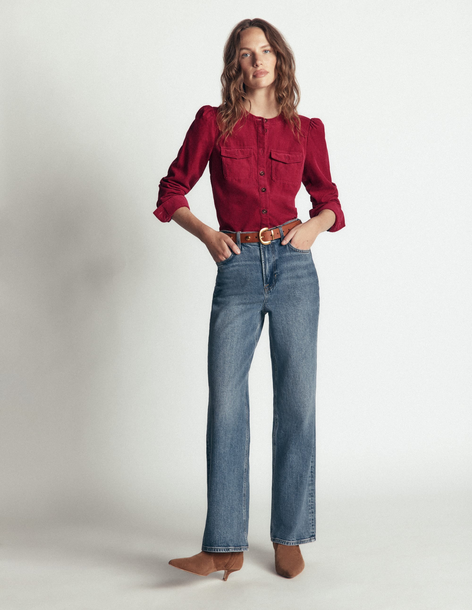 Thea Cord Shirt-Red Earth - Image 4