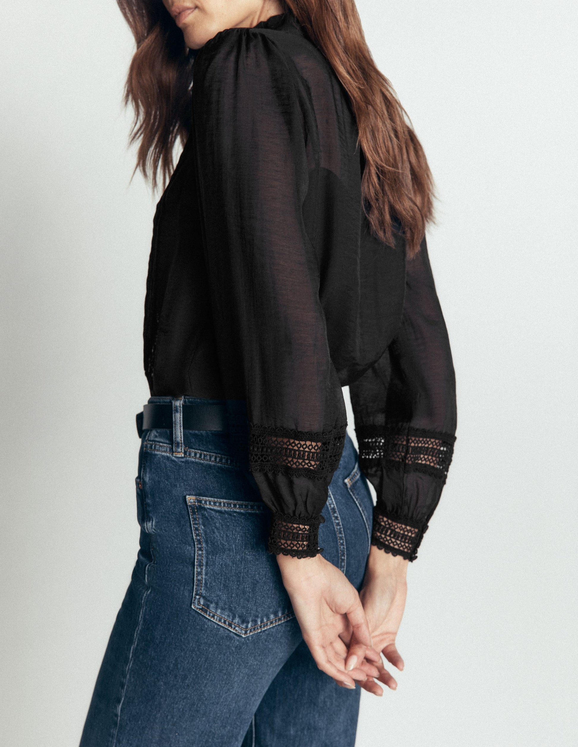 Lace Trim Top-Black-4