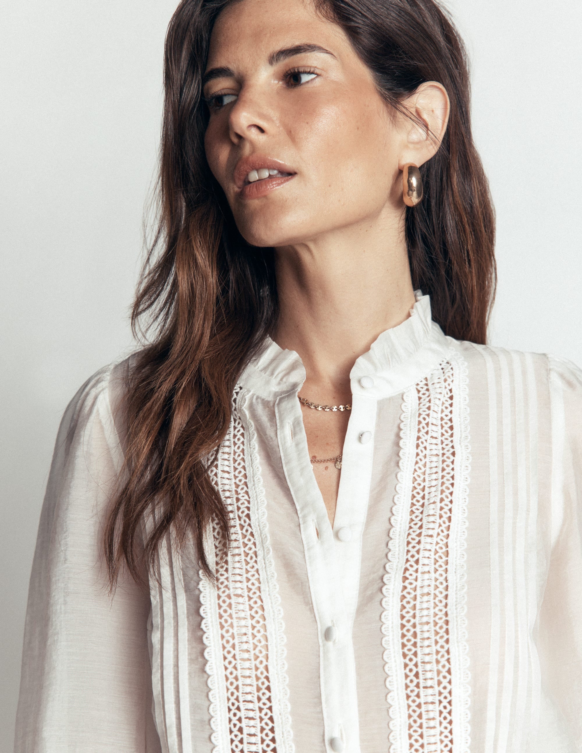 Lace Trim Top-Ivory - Image 2