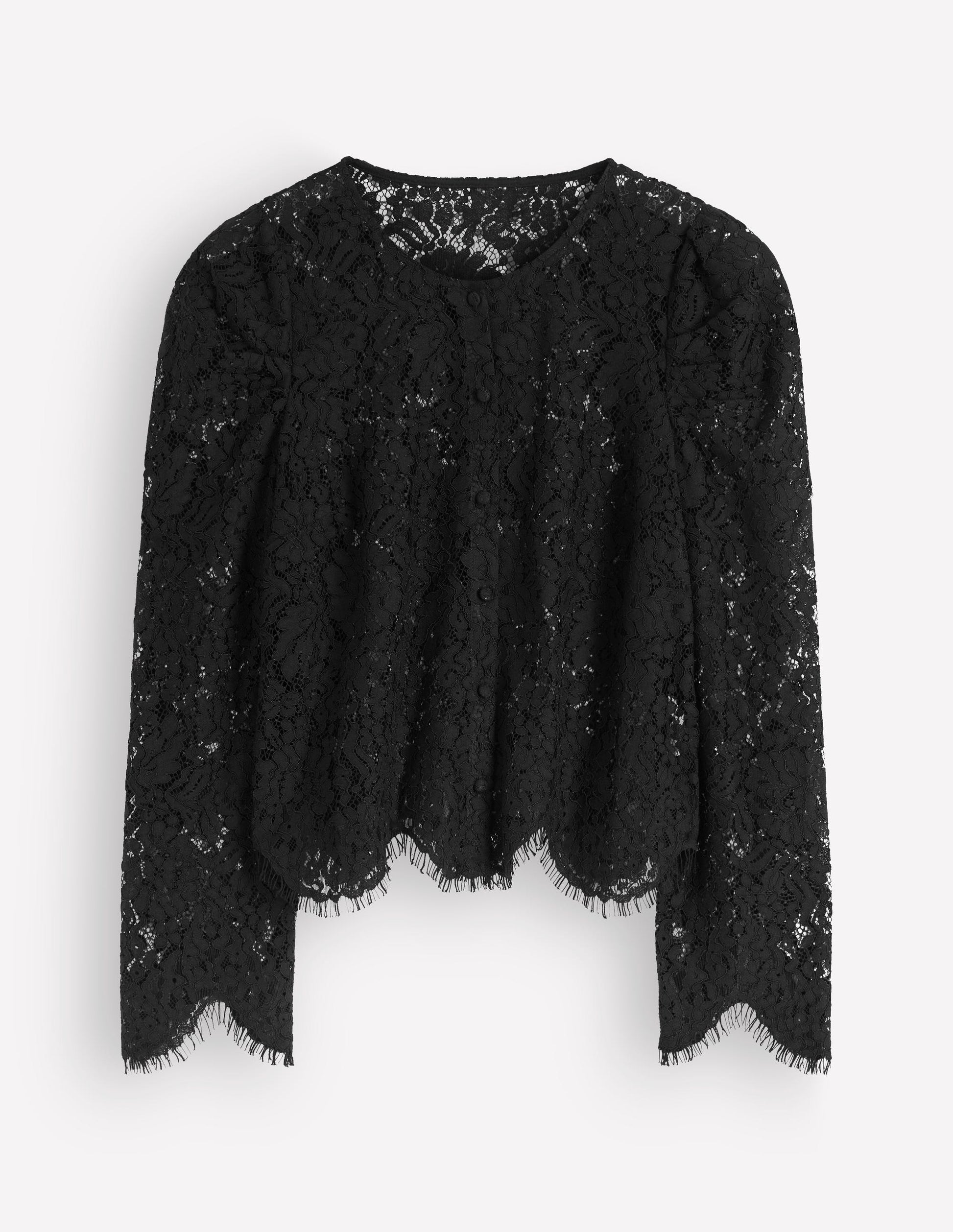 Lace Puff Sleeve Top-Black-6