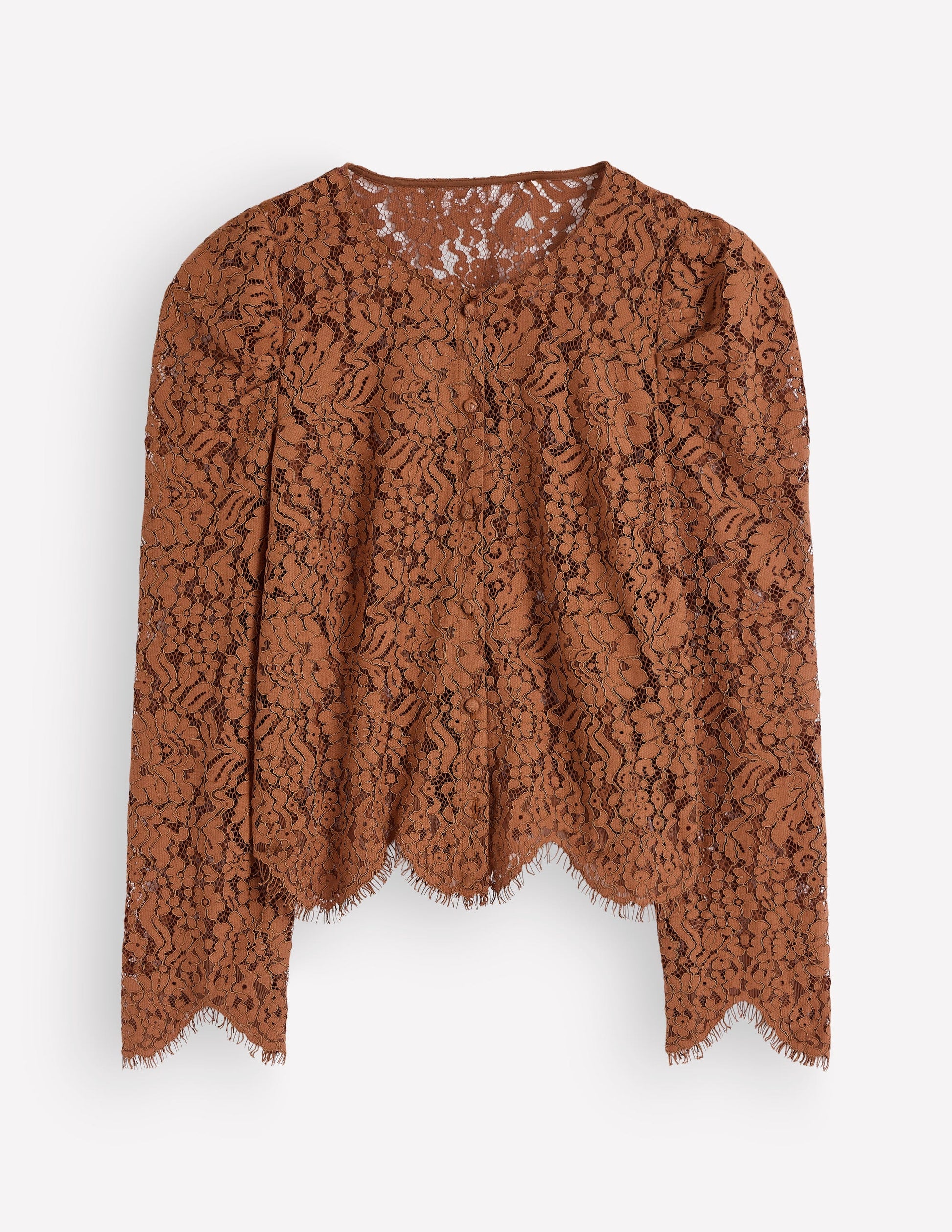 Lace Puff Sleeve Top-Ginger-5