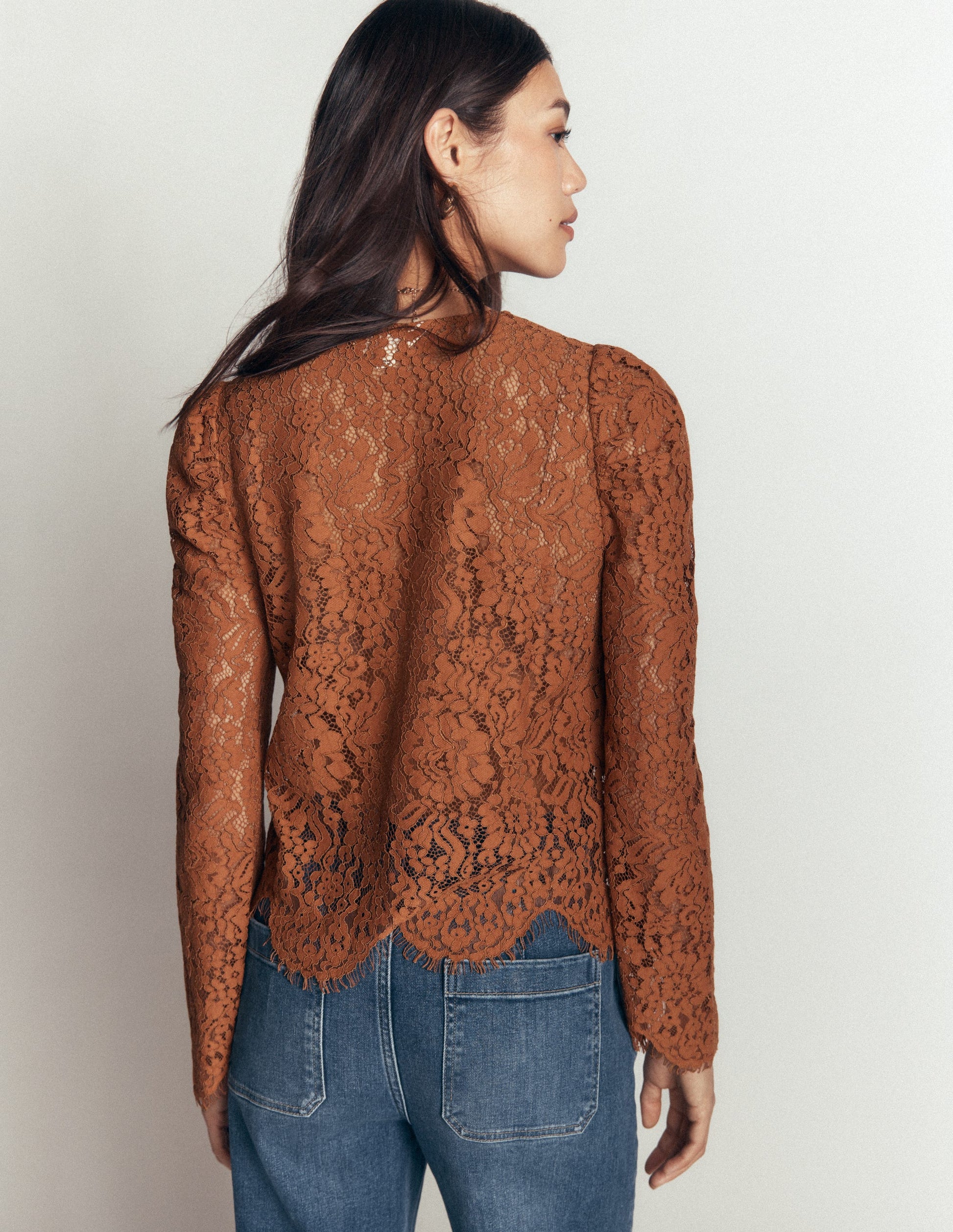 Lace Puff Sleeve Top-Ginger-3