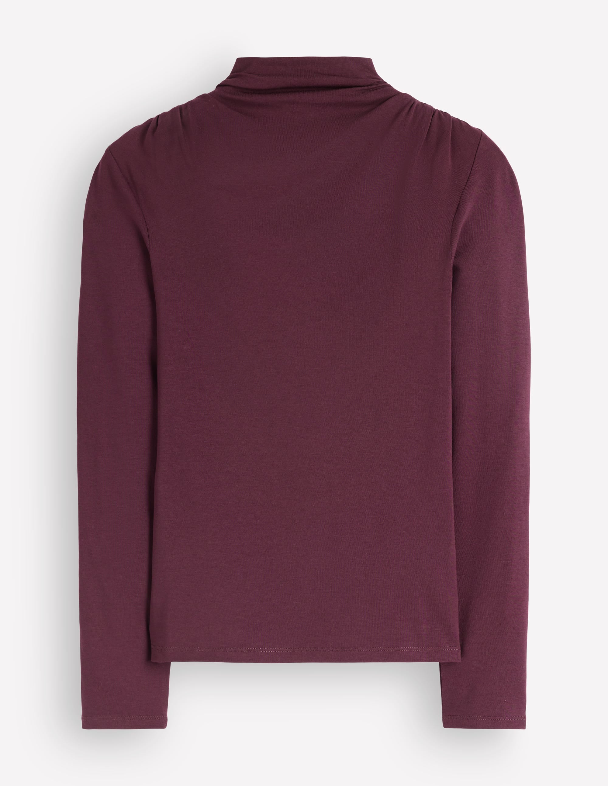 Ruched Neck Long Sleeve-Dark Cherry - Image 5