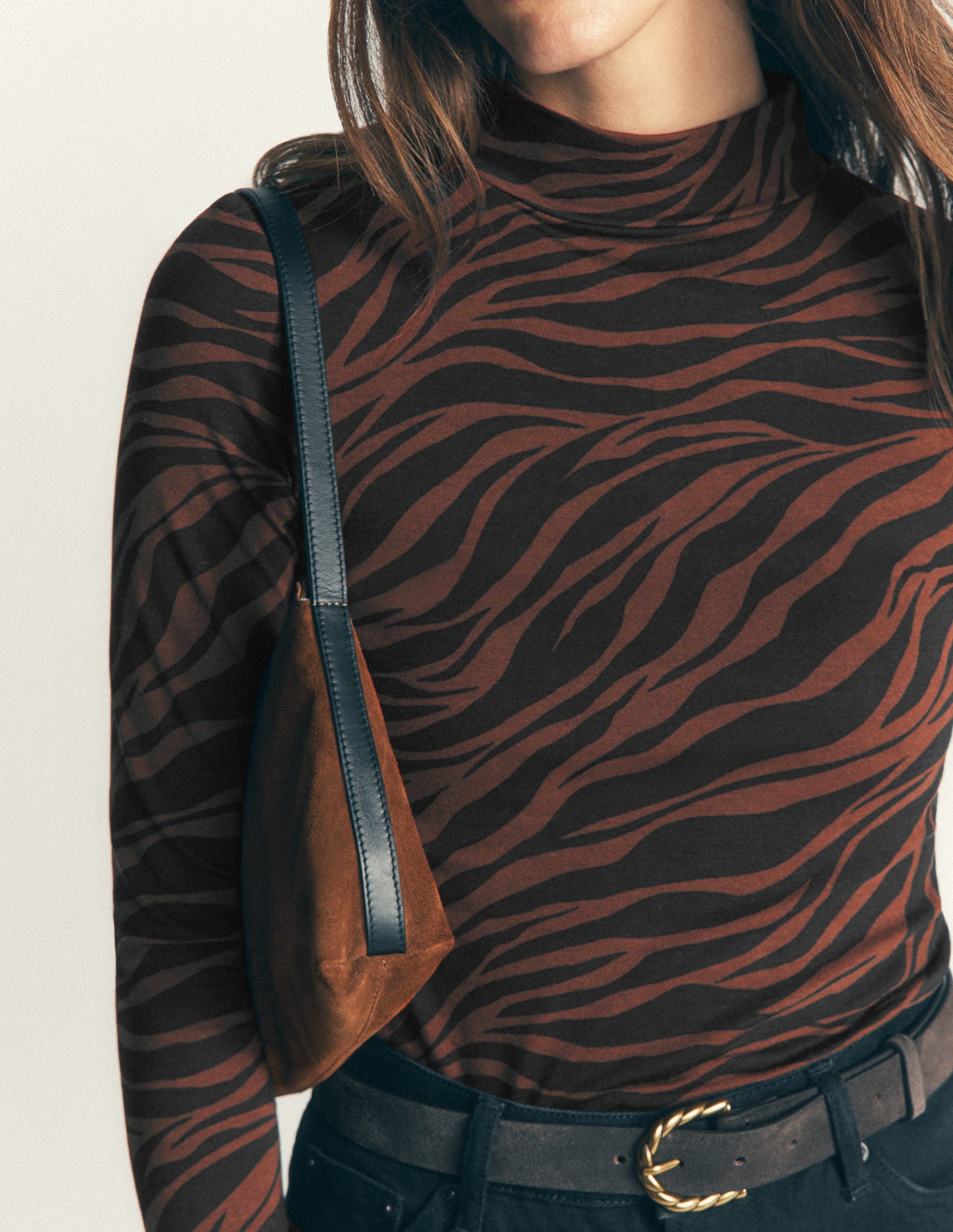 High Neck Long Sleeve-Potting Soil, Zebra Swirl-2