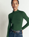 High Neck Long Sleeve-Dark Green