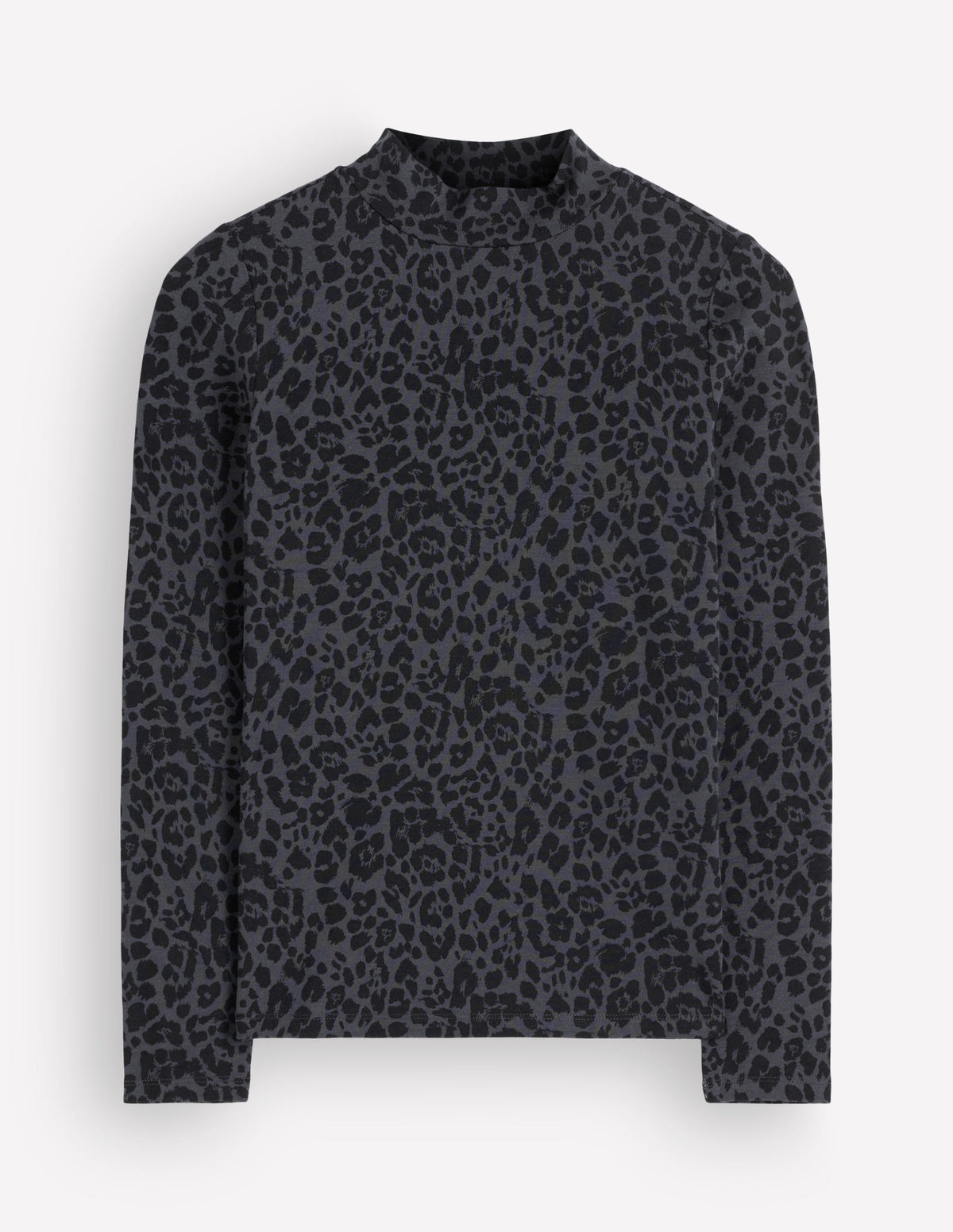 High Neck Jersey Top-Grey, Leopard Smudge-5