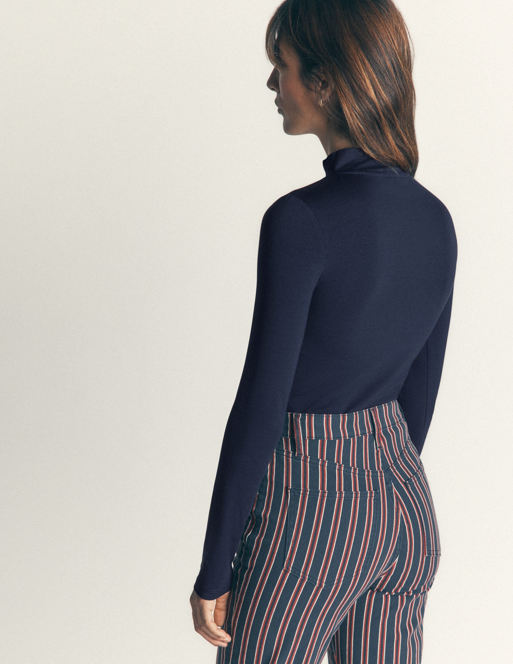 High Neck Long Sleeve-Navy - Image 3