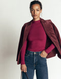 High Neck Long Sleeve-Beet Red
